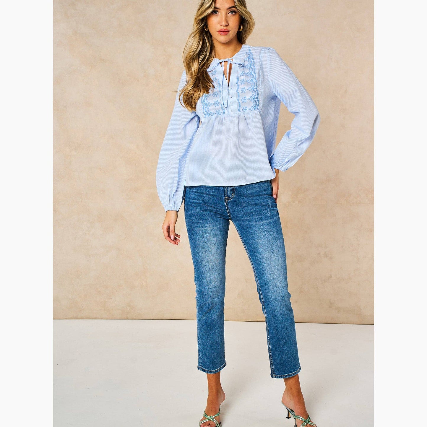 Lulu Embroidered Pinstripe Shirt