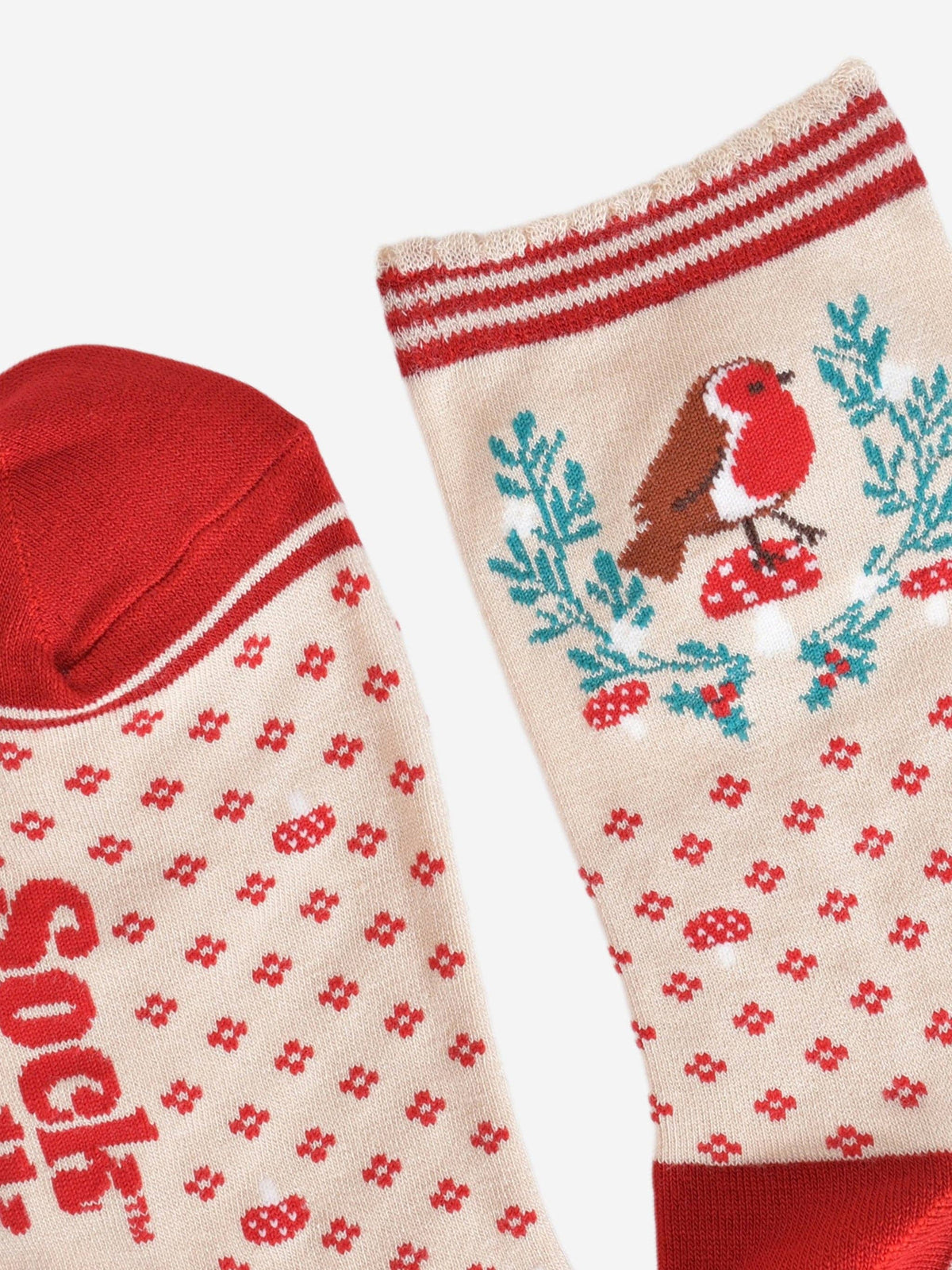 Festive Robin Wreath Bamboo Socks