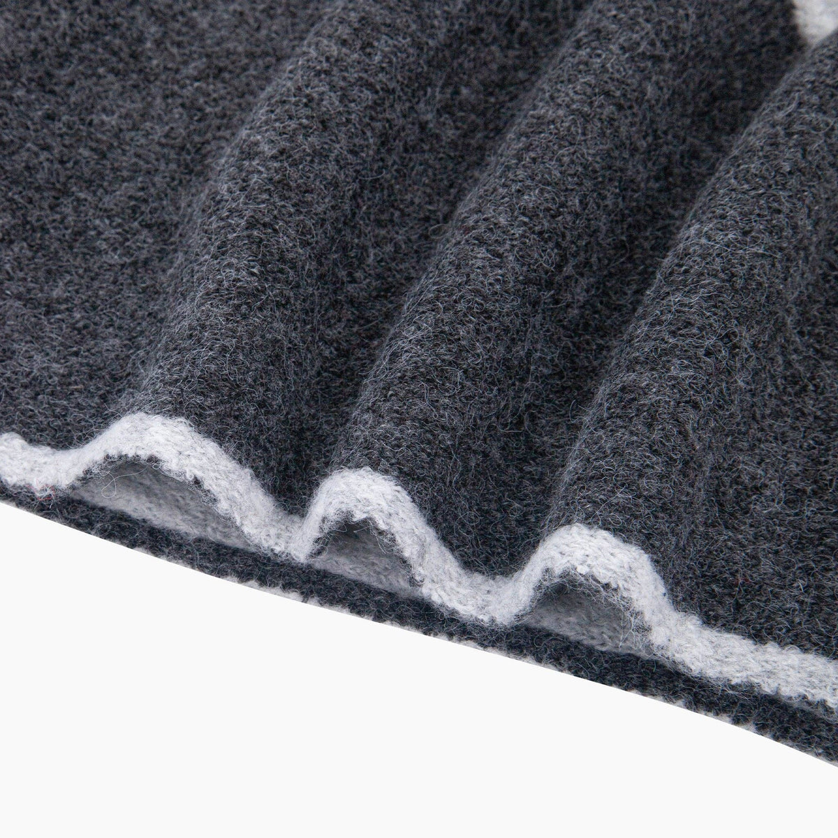 Contrast Trim Triangle Scarf - Dark Grey/Light Grey