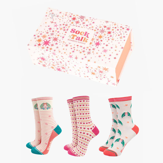 Love Birds Bamboo Socks Gift Set Box