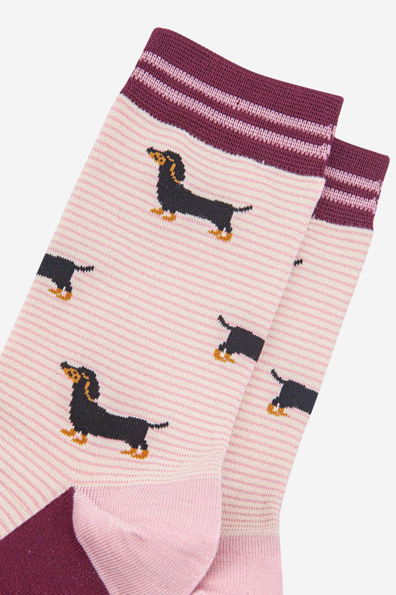Sausage Dog Stripe Bamboo Socks