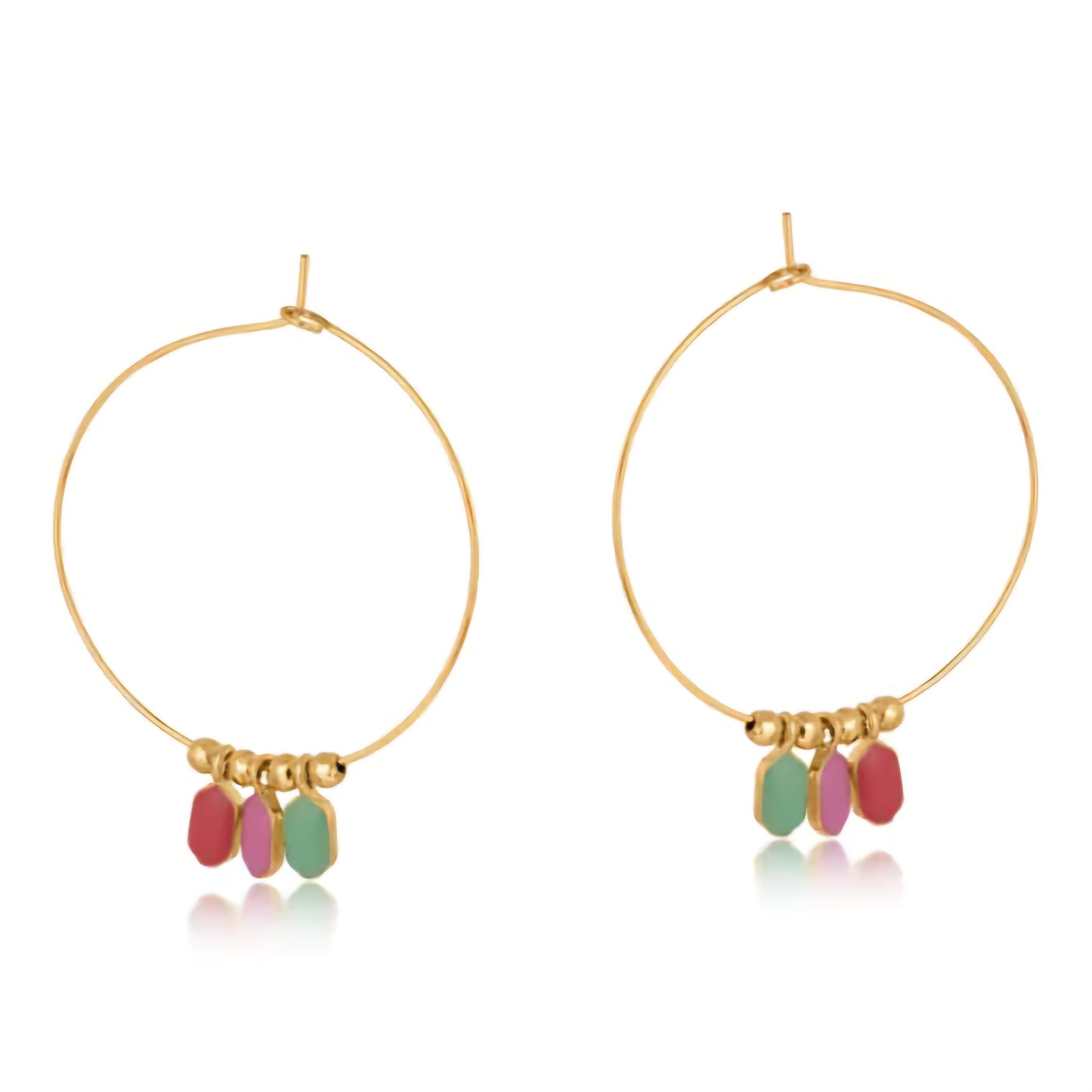 Carine Drop Hoop Earrings in Pink