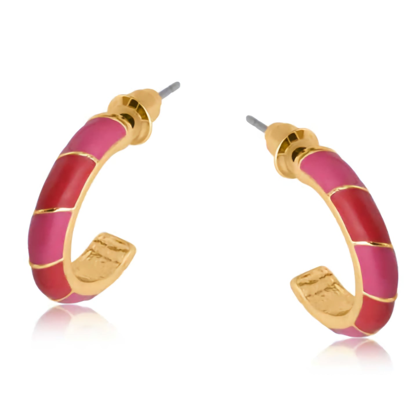 Sunny Two Tone Enamel Earrings in Pink