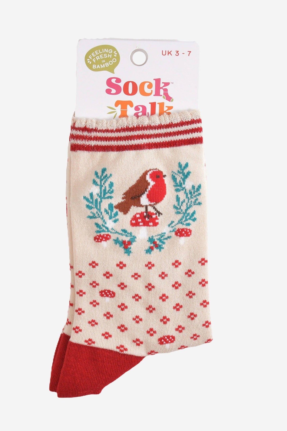 Festive Robin Wreath Bamboo Socks