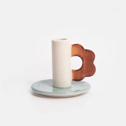 Blue/Brown Flower Candle Holder