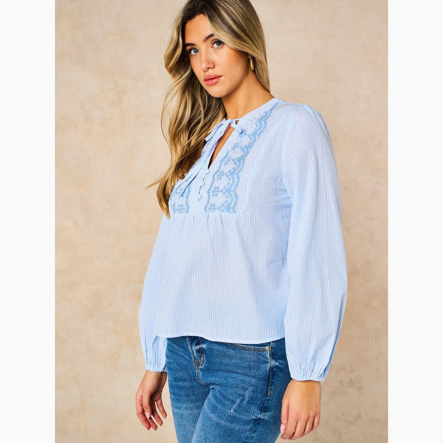 Lulu Embroidered Pinstripe Shirt