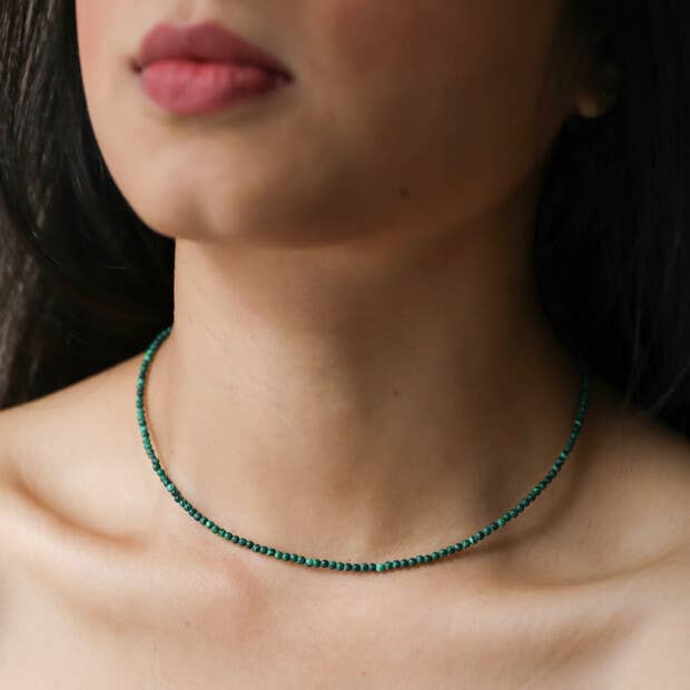 Short Malachite Beaded Necklace