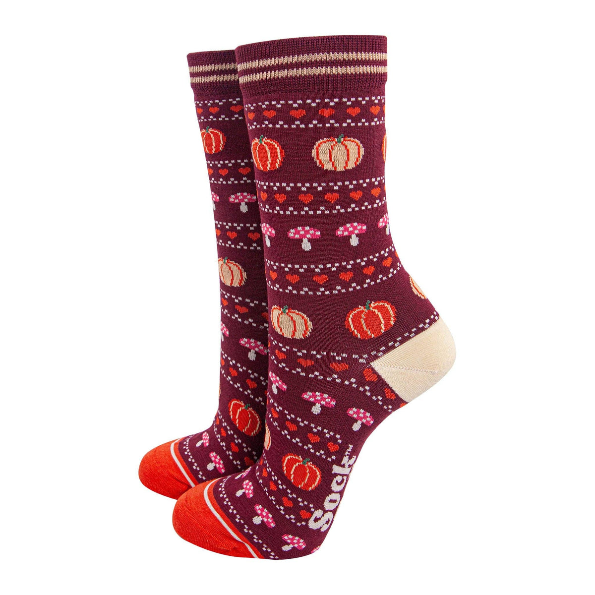 Fair Isle Pumpkin & Toadstool Bamboo Socks