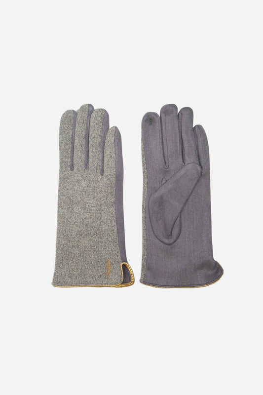 Gold Lightning Bolt Gloves in Light Grey