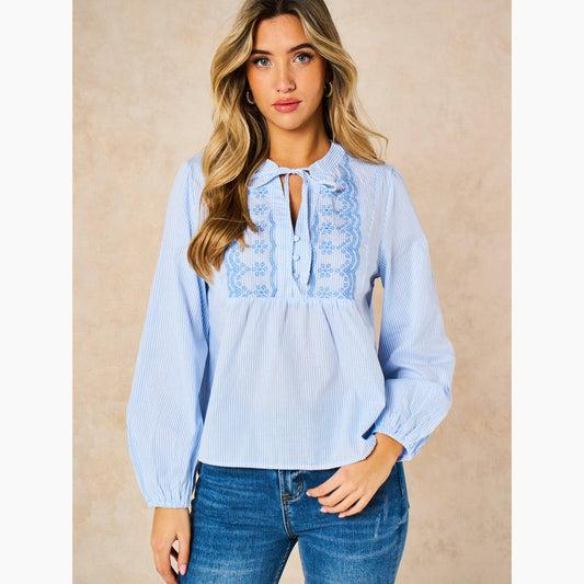 Lulu Embroidered Pinstripe Shirt