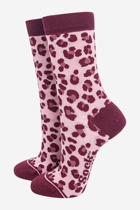 Mulberry Leopard Print Bamboo Socks