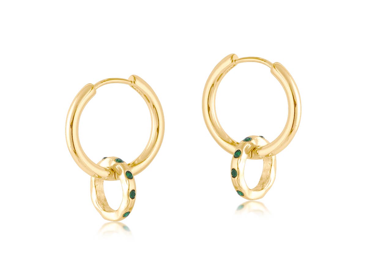 Mallorca Small Huggie Hoops - Emerald
