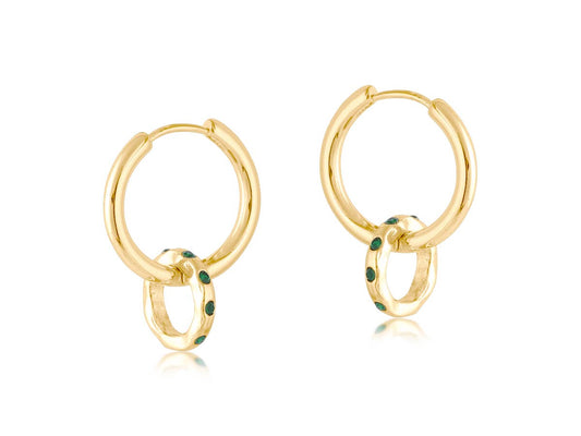 Mallorca Small Huggie Hoops - Emerald