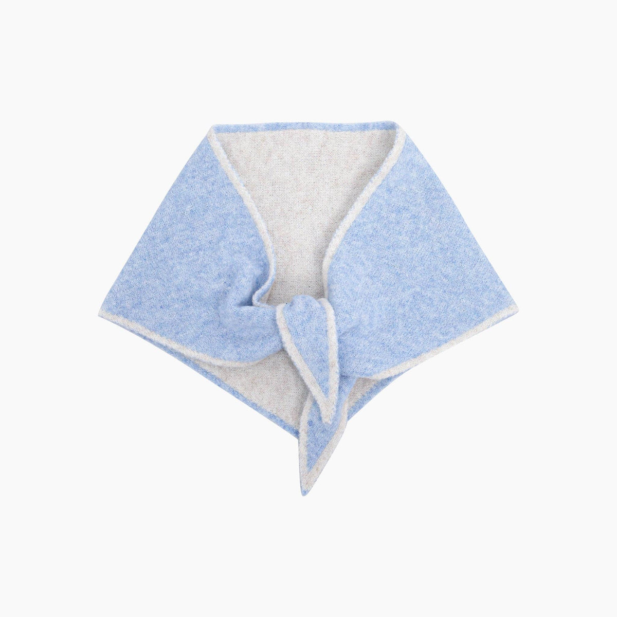 Contrast Trim Triangle Scarf - Blue/Cream