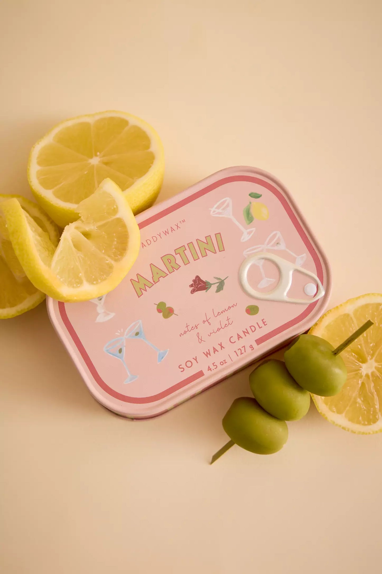 Paddywax Bistro Martini Lemon & Violet Tin Soy Candle