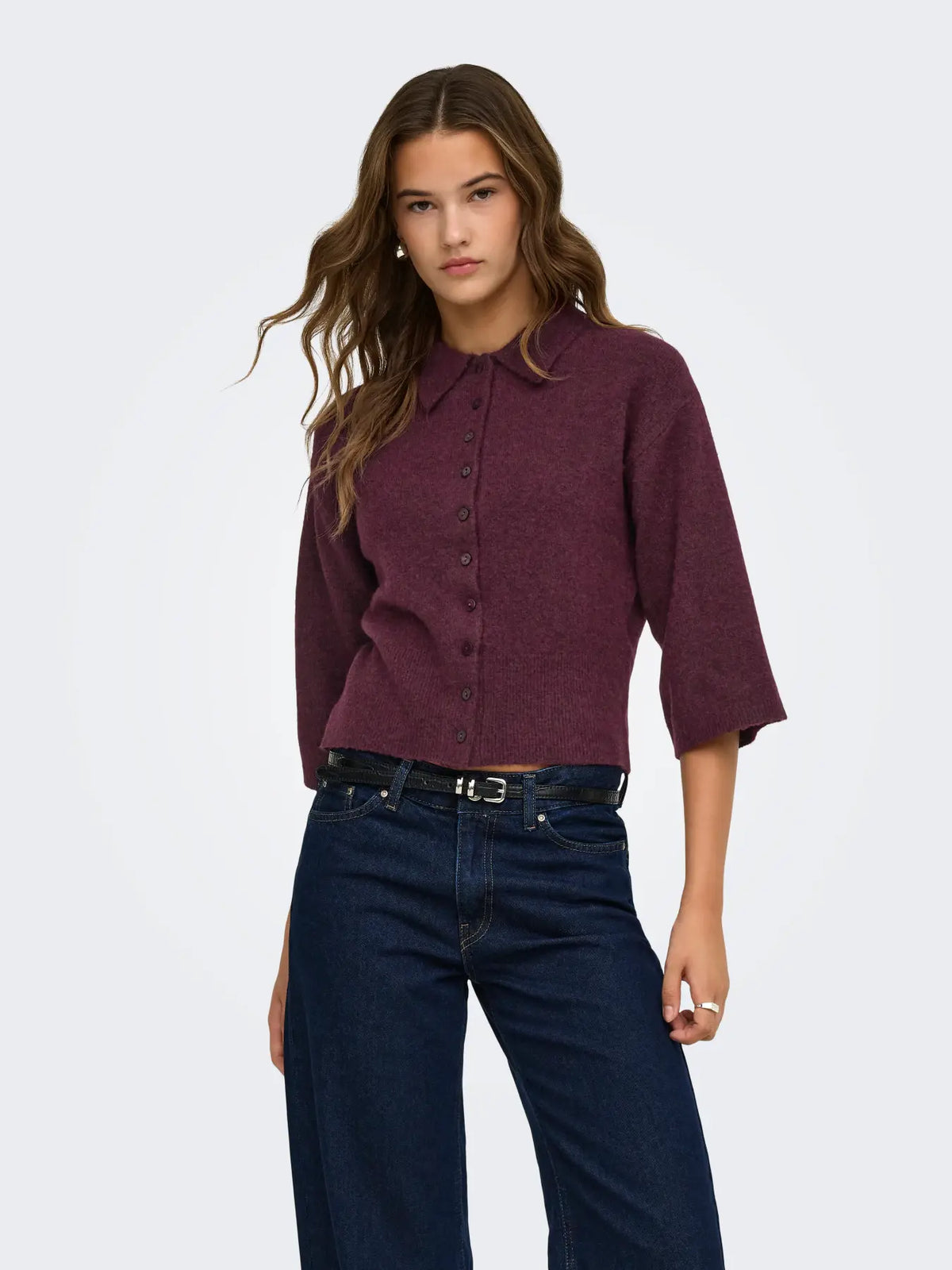 ONLY Macey Polo Cardigan in Fig