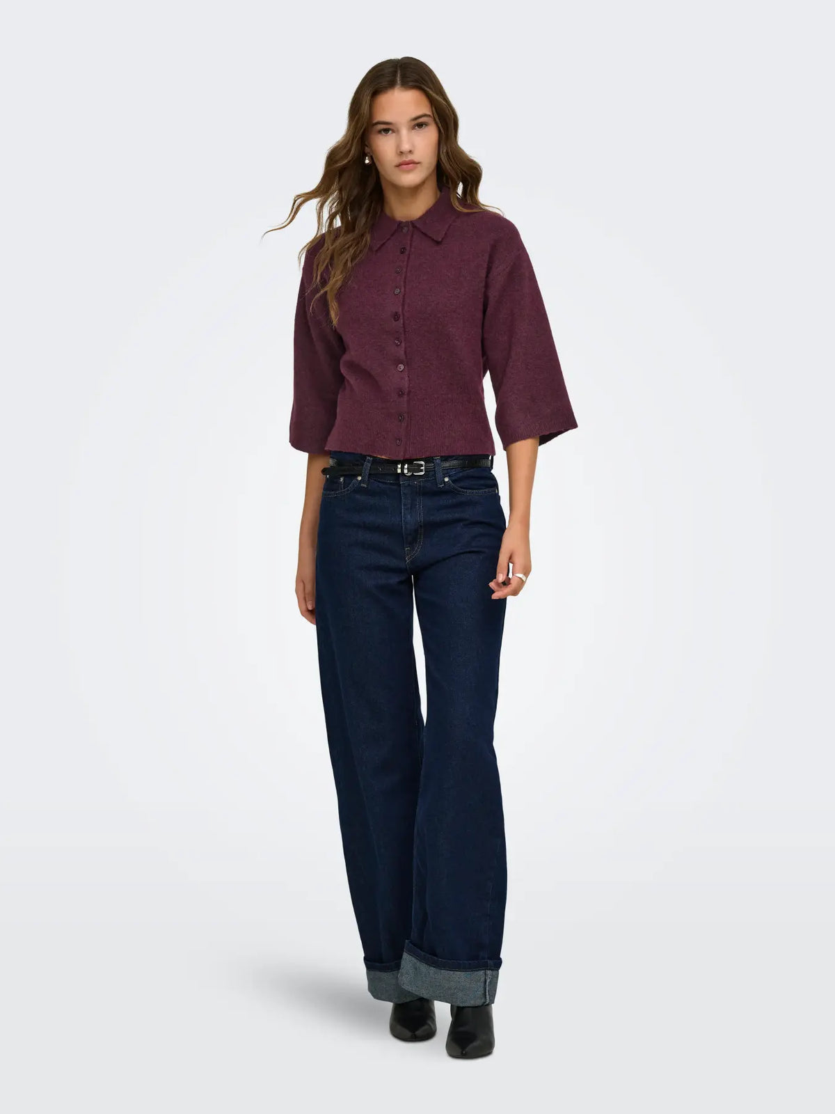ONLY Macey Polo Cardigan in Fig