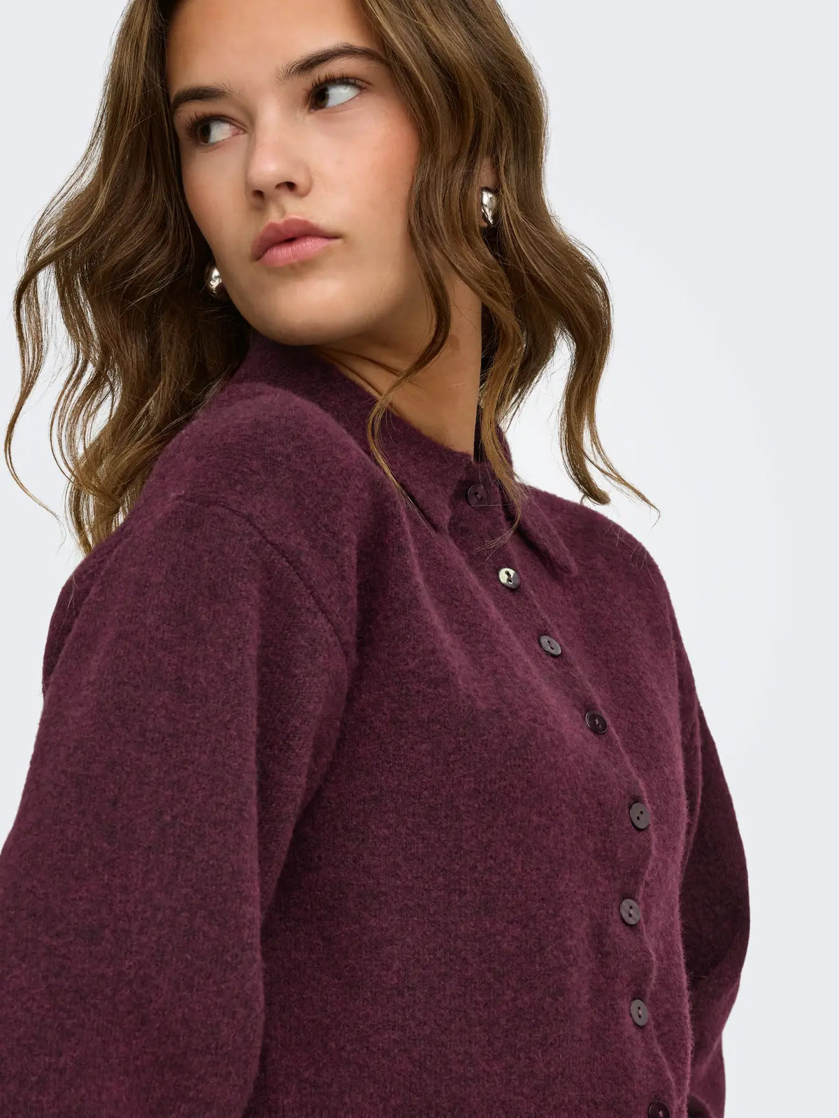 ONLY Macey Polo Cardigan in Fig