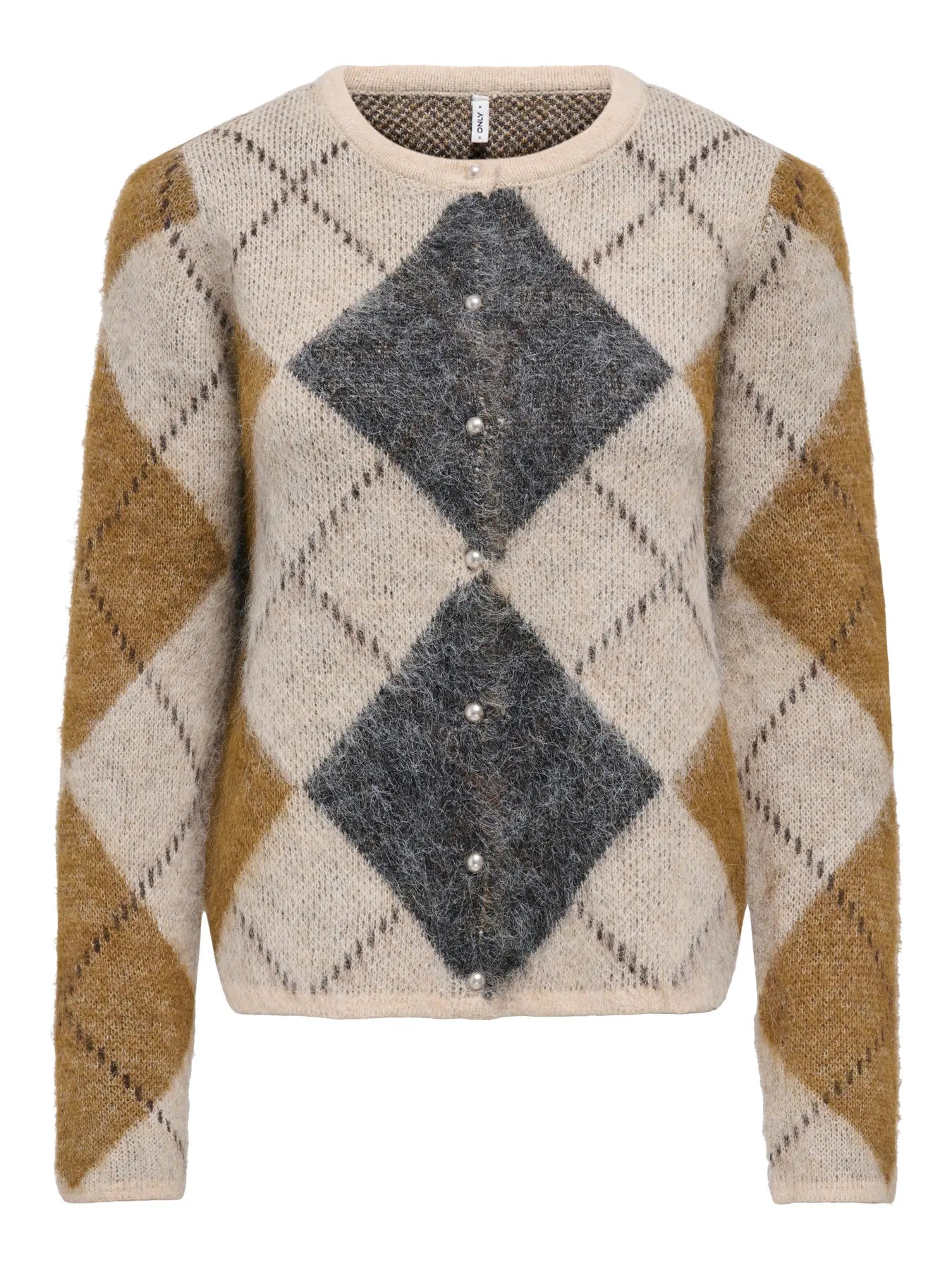ONLY Argyle Cardigan in Oatmeal