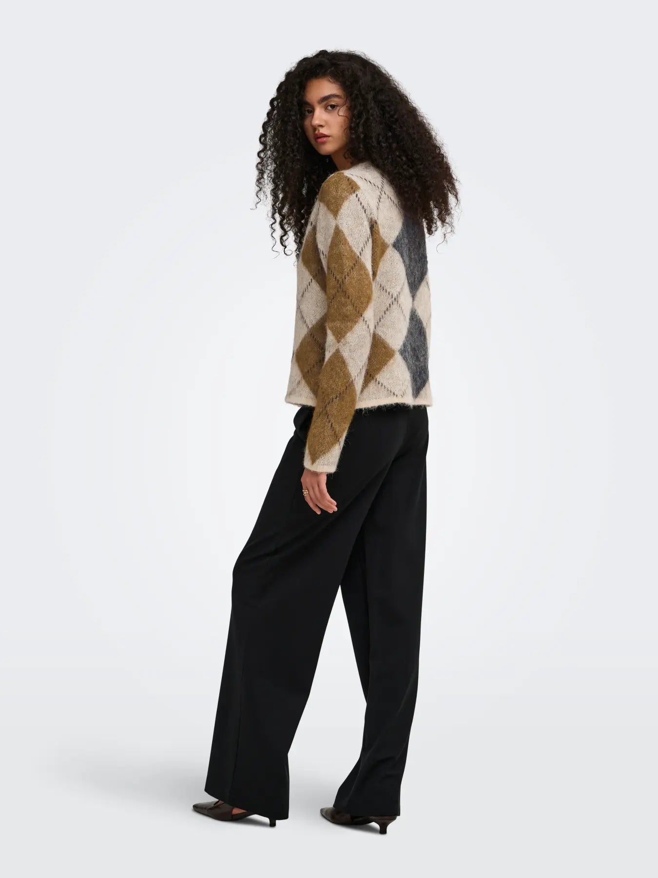 ONLY Argyle Cardigan in Oatmeal