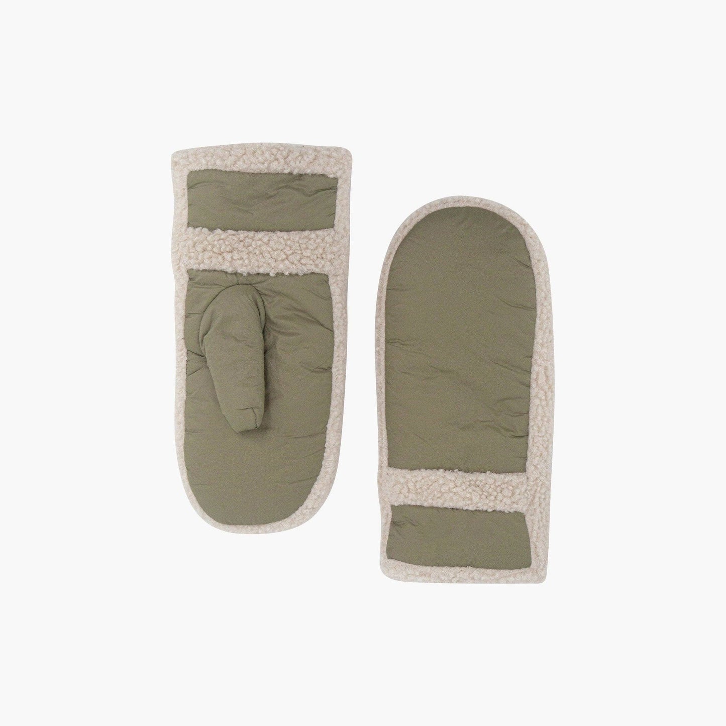 Orla Olive Borg Trim Mittens