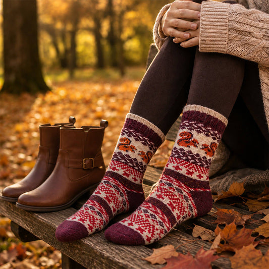 Thick Squirrel Fair Isle Wool Blend Socks (3-7)