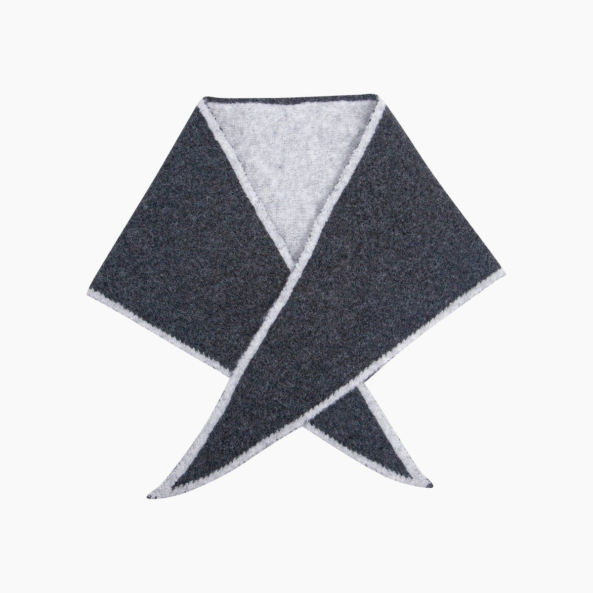 Contrast Trim Triangle Scarf - Dark Grey/Light Grey