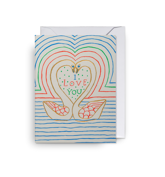 I Love You Swans Mini Card