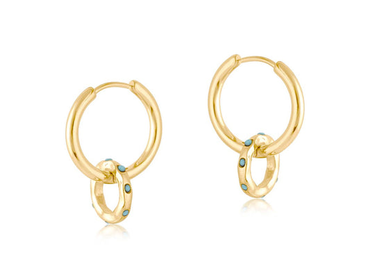 Mallorca Small Huggie Hoops - Turquoise