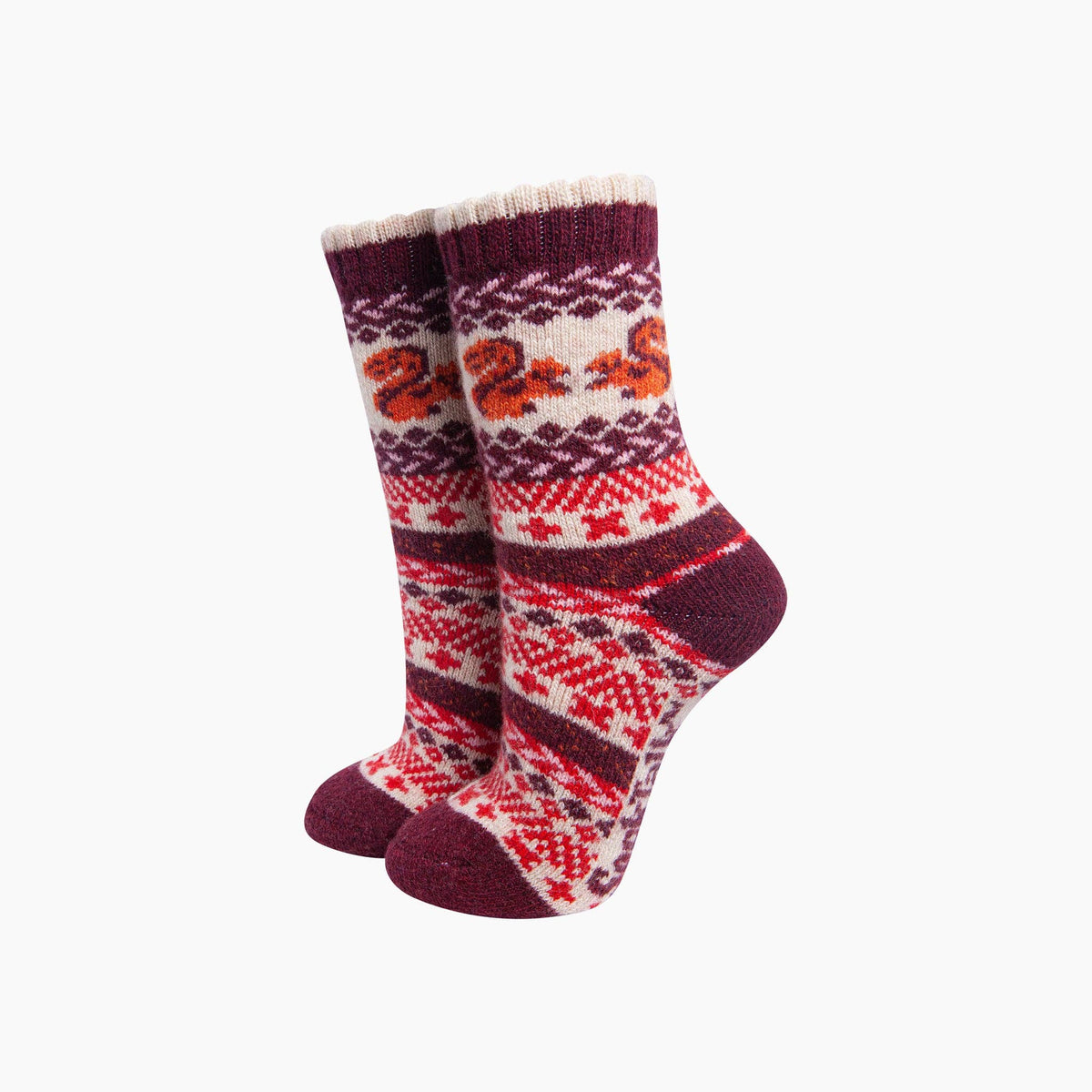 Thick Squirrel Fair Isle Wool Blend Socks (3-7)