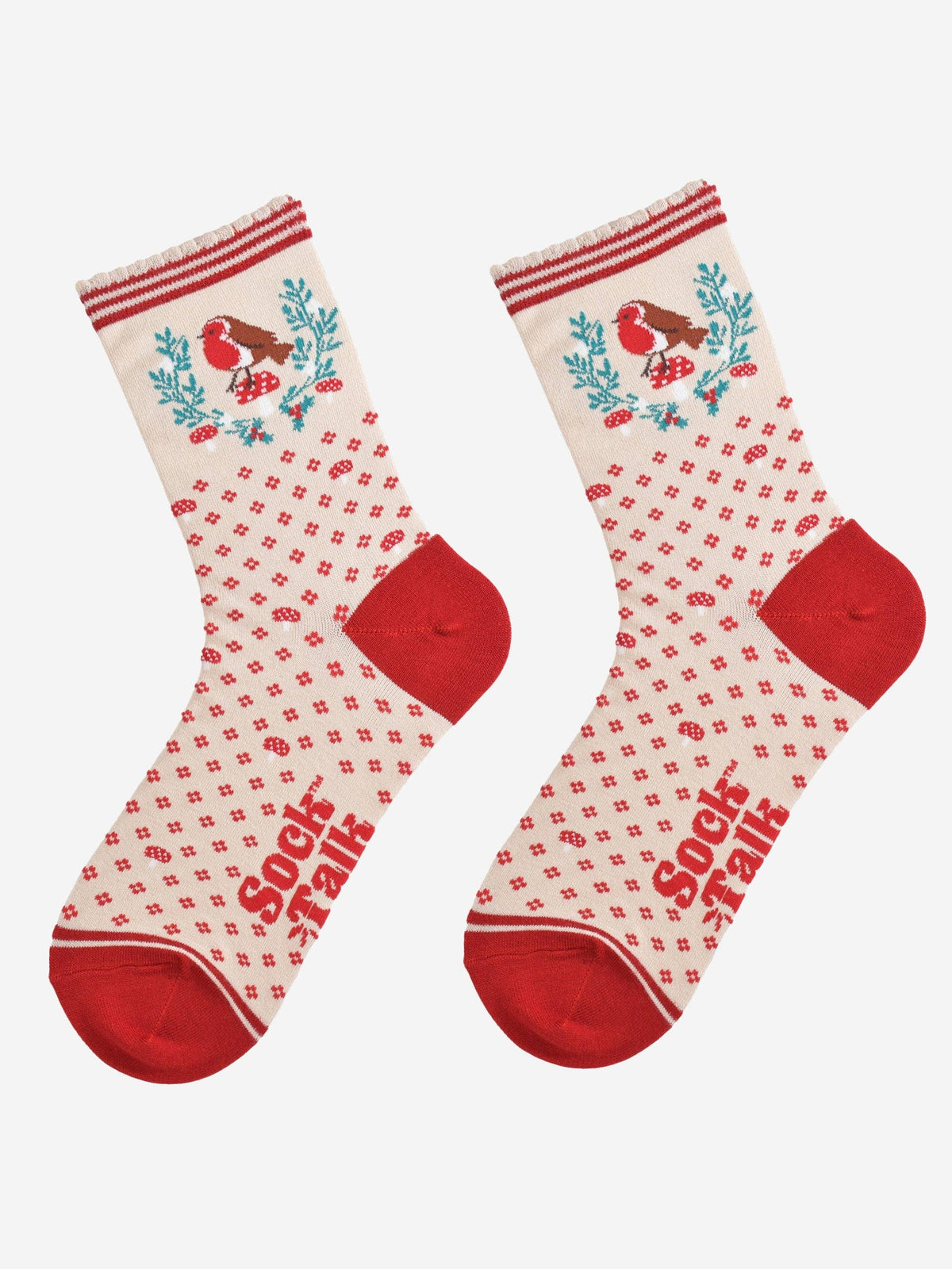 Festive Robin Wreath Bamboo Socks