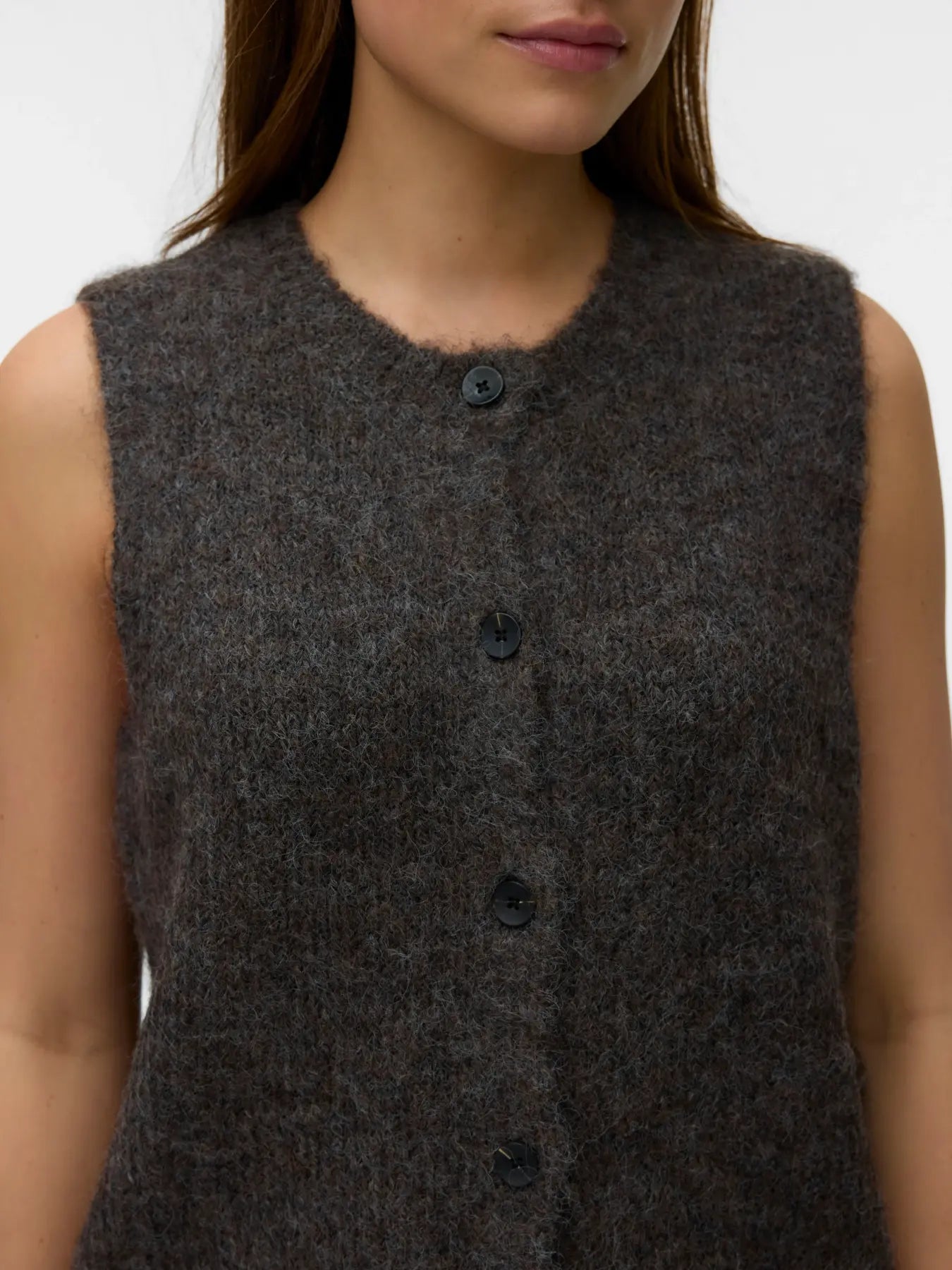 Vero Moda Novah Button Down Vest Brown