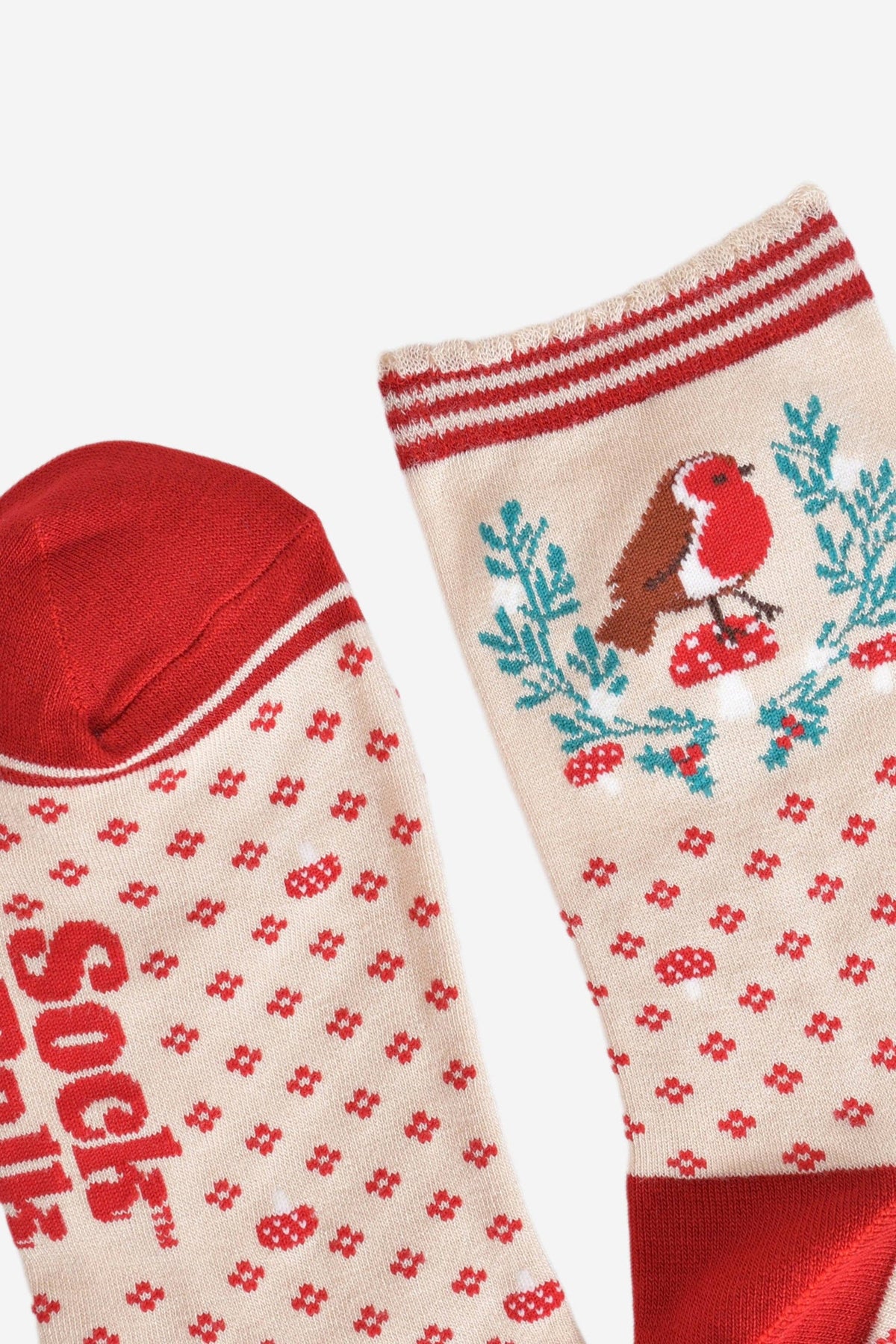 Festive Robin Wreath Bamboo Socks