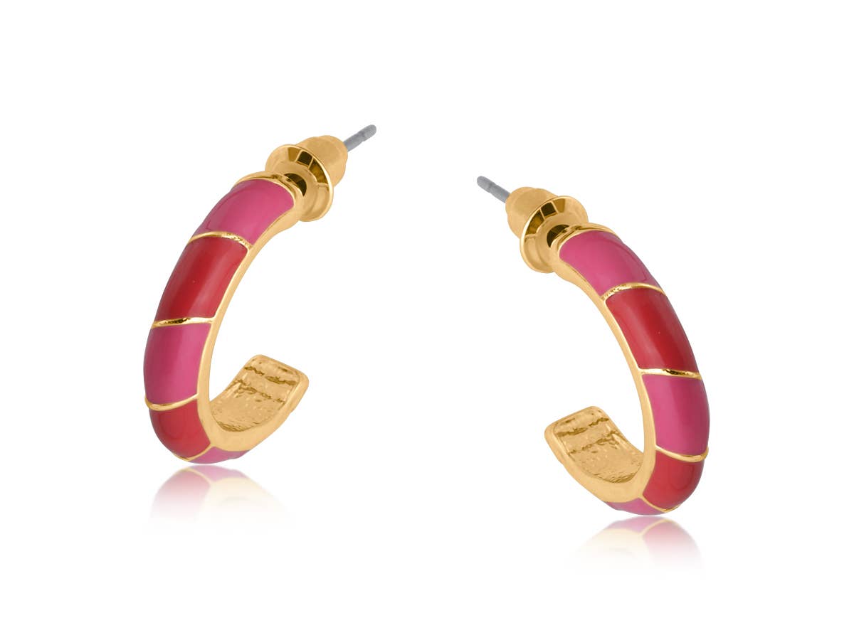 Sunny Two Tone Enamel Earrings in Green