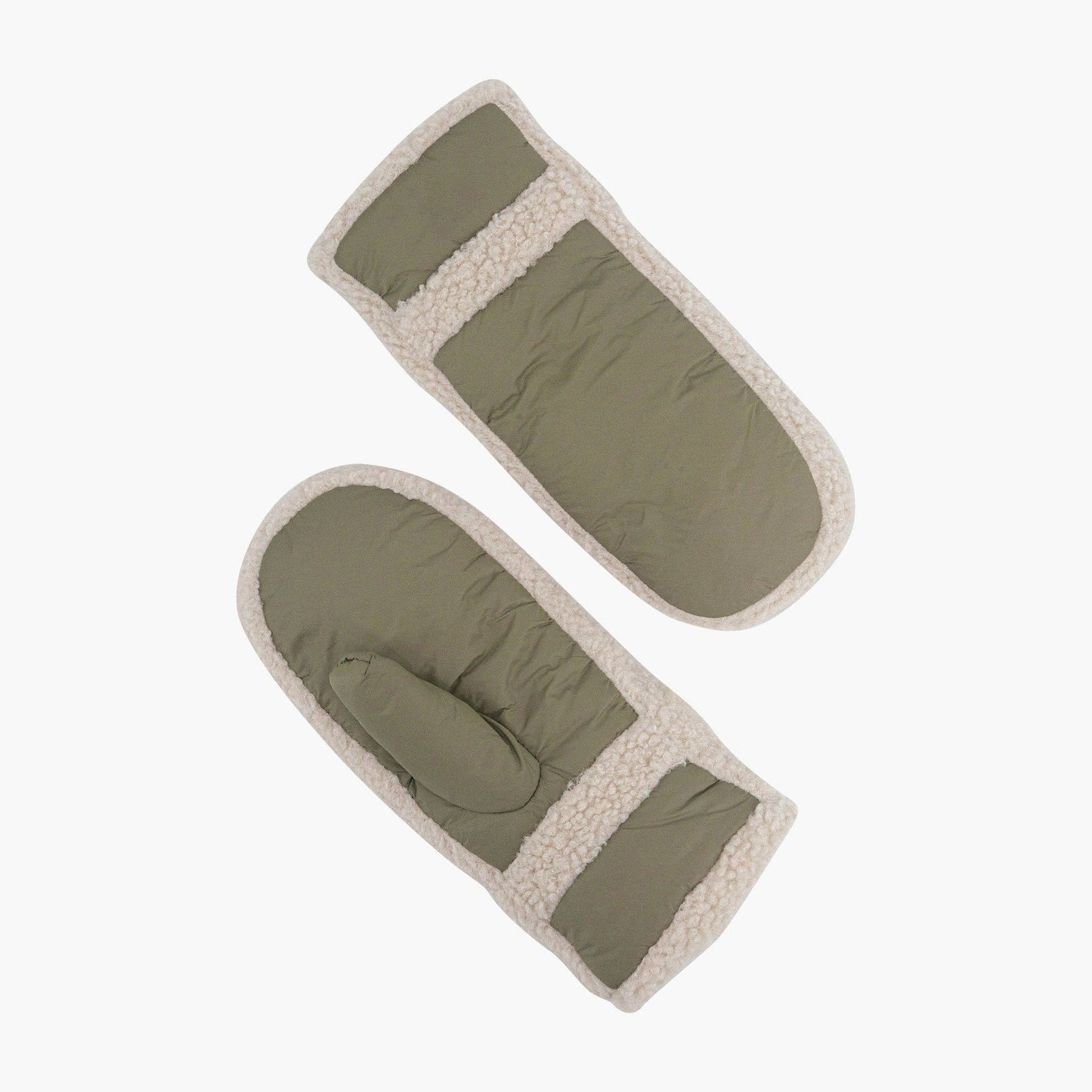 Orla Olive Borg Trim Mittens