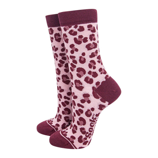 Leopard Print Mulberry Bamboo Socks