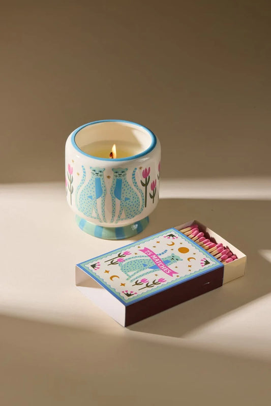 Paddywax Cheetah Linen & Orris Ceramic Soy Candle