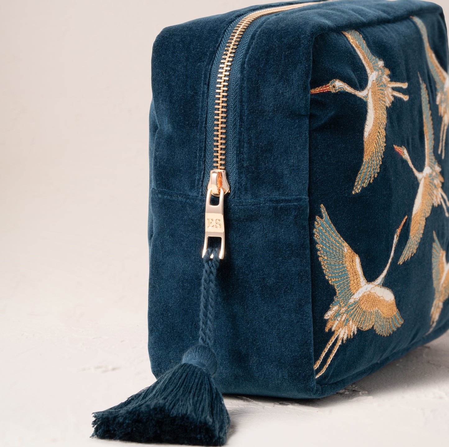 Cranes Wash Bag in Ink Blue