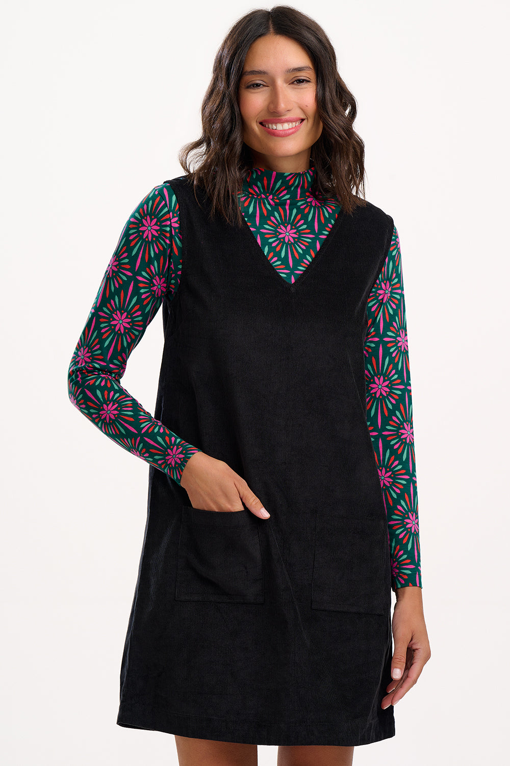 Sugarhill Brighton Kacy Black Cord Tunic Dress