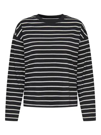 ONLY Happy Stripe Top in Black