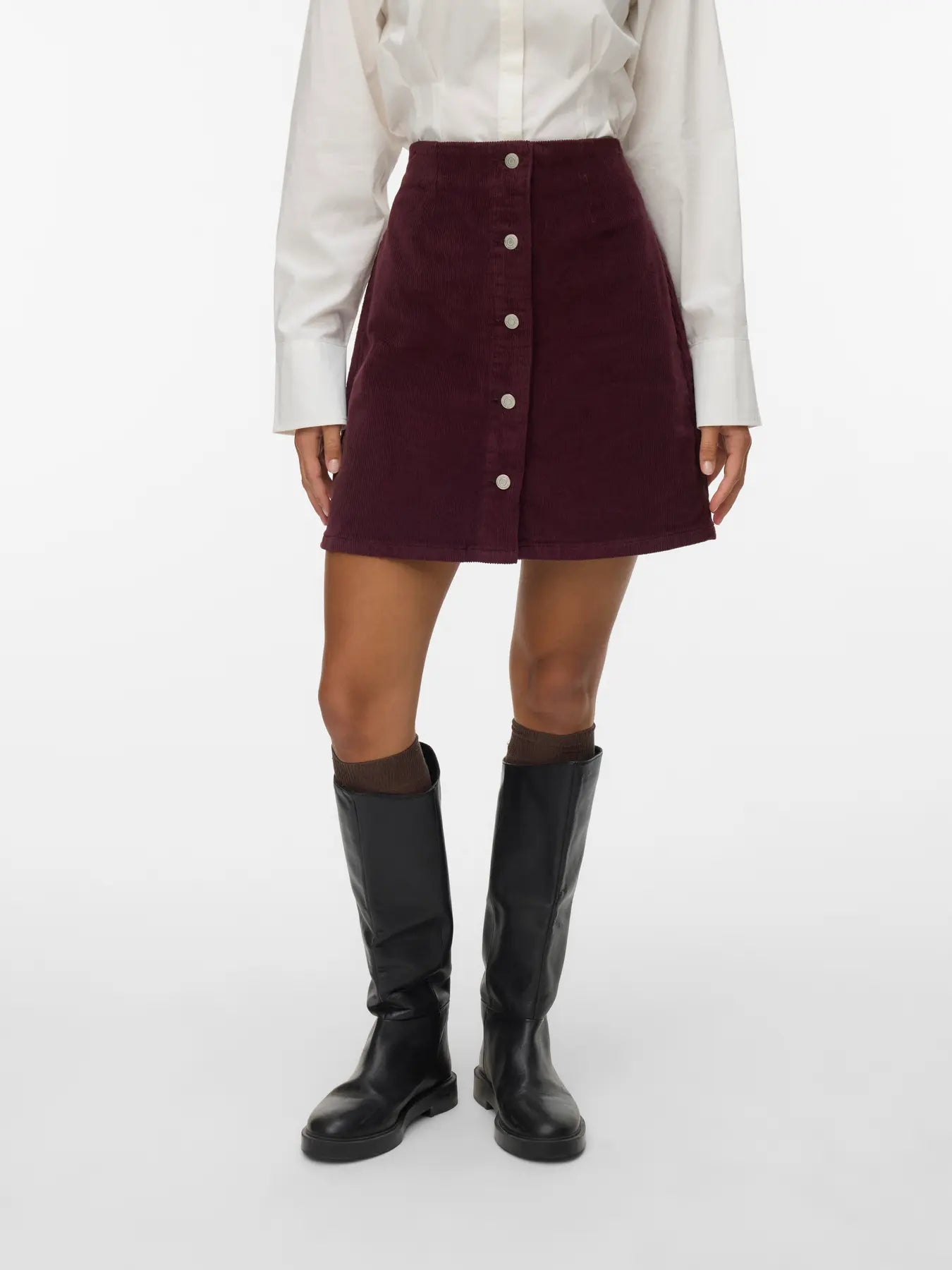 Vero Moda Etta Cord Skirt in Wine