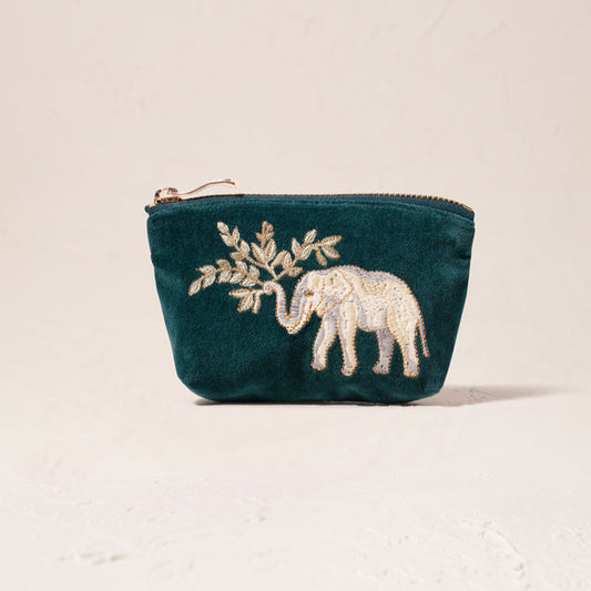 Elephant Herd Coin Purse in Emerald