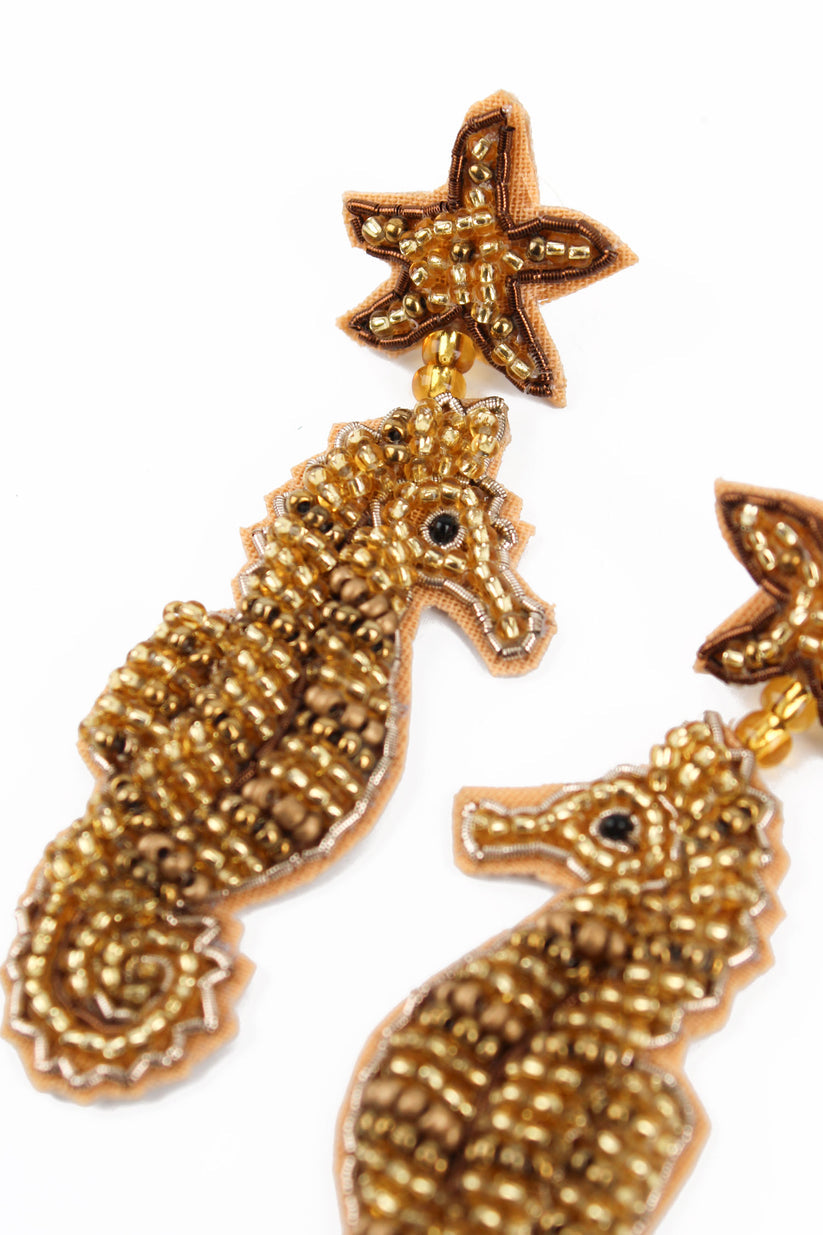 My Doris Gold Seahorse Earrings