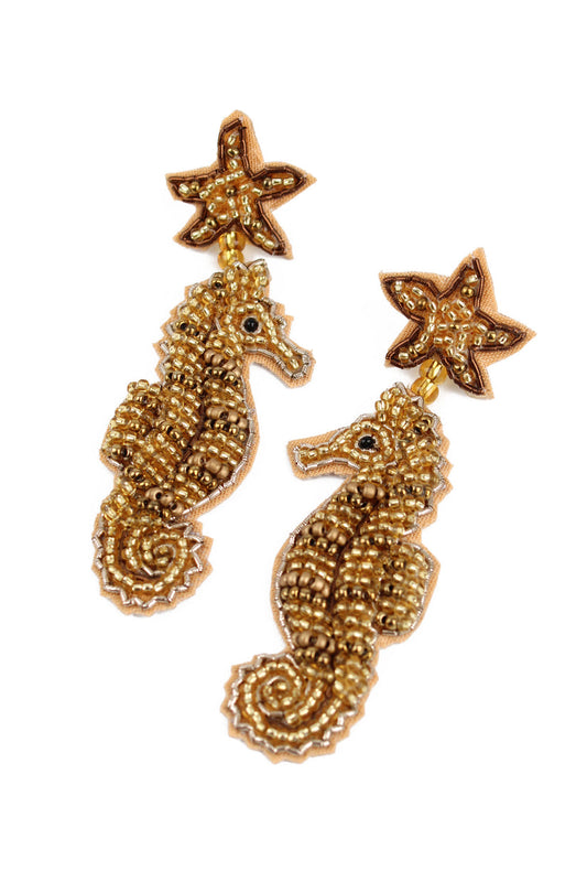 My Doris Gold Seahorse Earrings