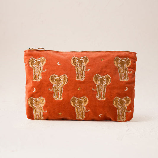 Golden Elephants Everyday Pouch in Rust