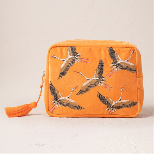 Cranes Wash Bag in Orange