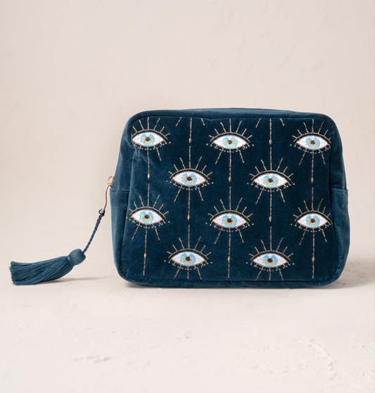 Mystical Eye Wash Bag in Ink Blue