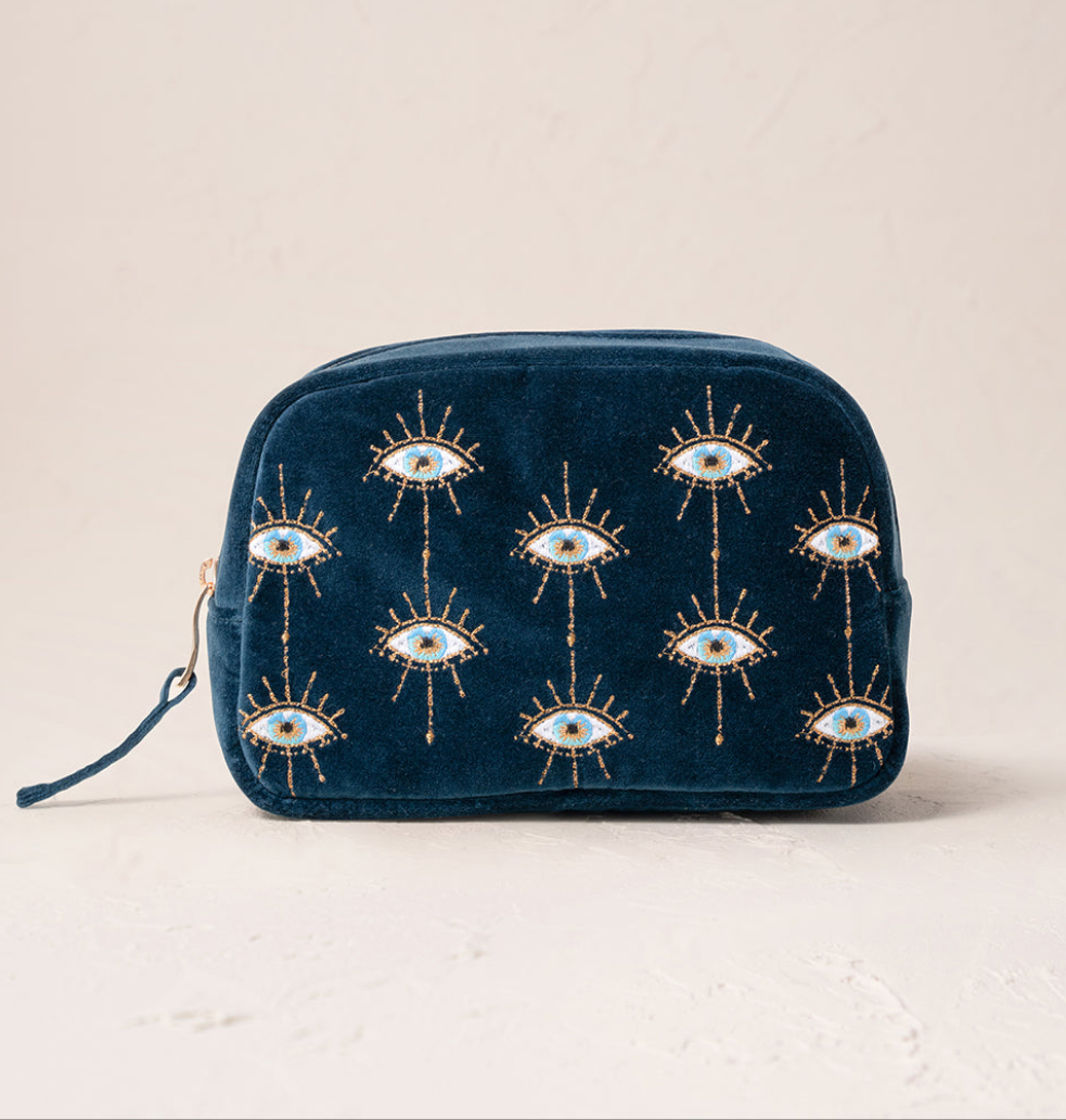 Mystical Eye Makeup Bag in Ink Blue