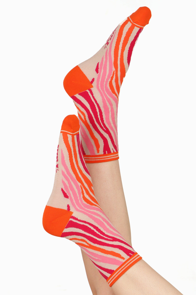 Zebra Orange Bamboo Socks