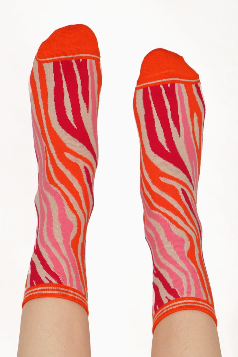 Zebra Orange Bamboo Socks